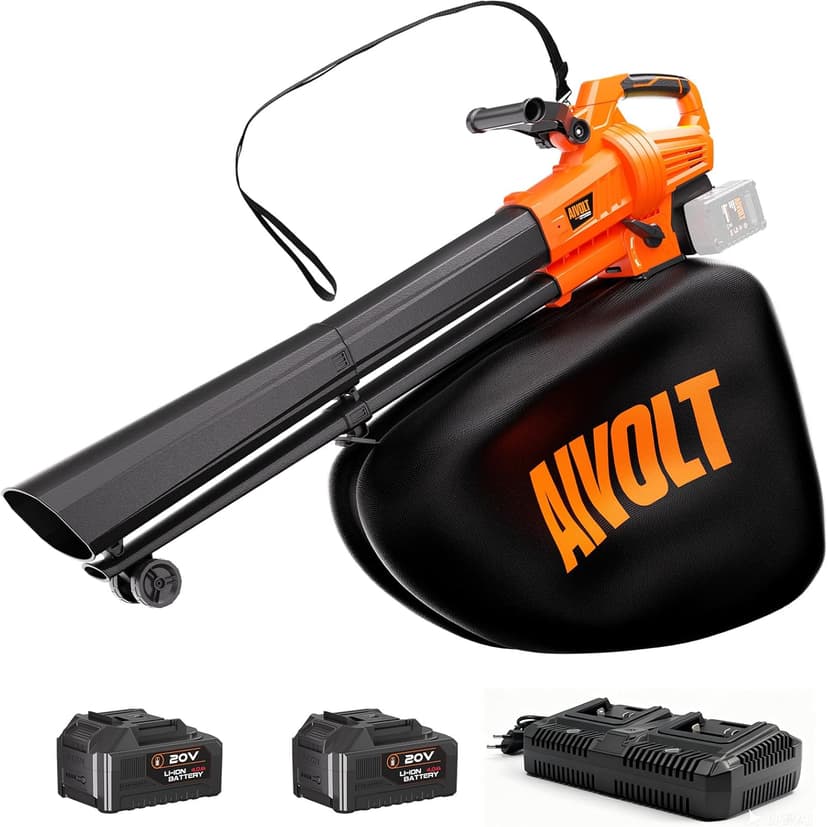 AIVOLT Brushless Leaf Blower Vacuum Mulcher 40V, Cordless Leaf Vacuum with 40L Bag, Turbo Power, 2x4.0Ah Batteries & Charger, 3-in-1 for Lawn Care, Patio Cleaning