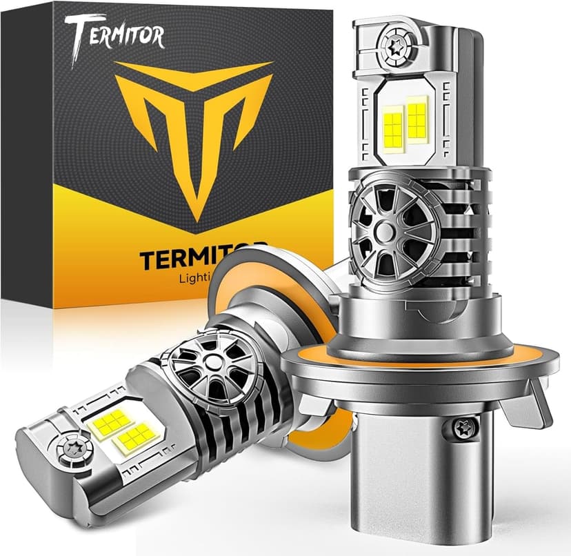 Termitor 2026 9008/H13 Light Bulbs High/Low Beam, 50,000LM 1200% Brightness, 60K+ Hours Lifespan, 6500K Cool White, Real 1:1 Mini Size, 3Min+ Quick In