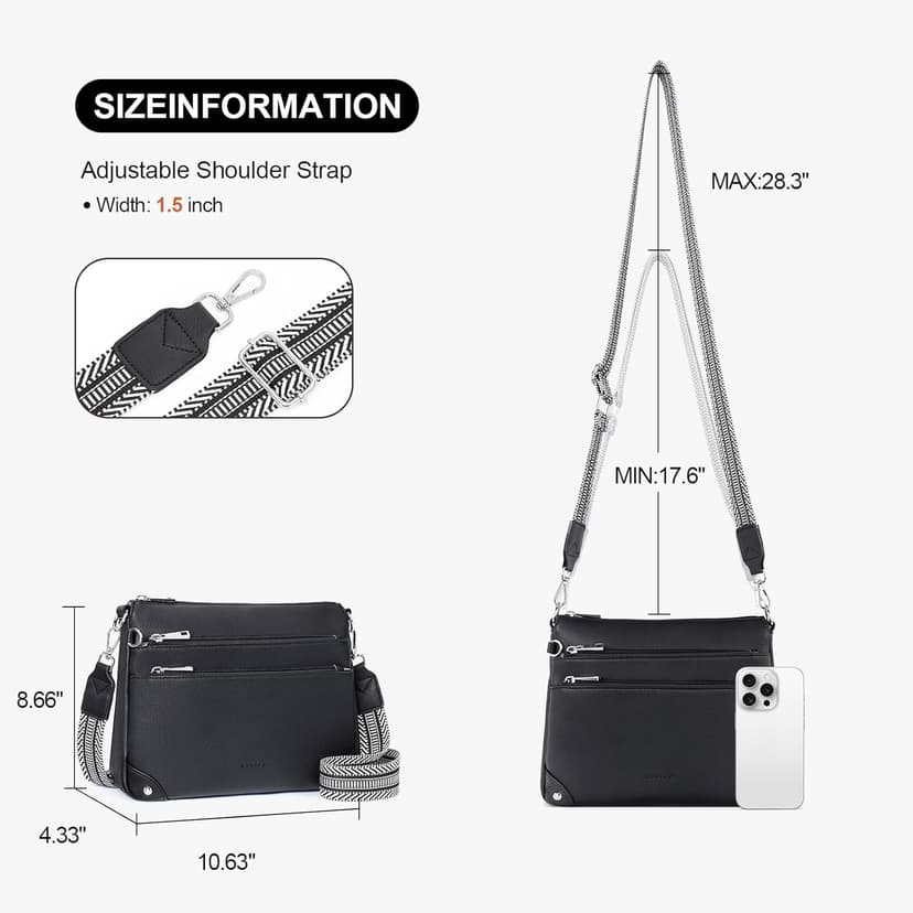 Lexiyat Crossbody Bags for Women Rfid Travel Crossbody Purses Leather Handbags Medium Shoulder bag with Adjustable Strap