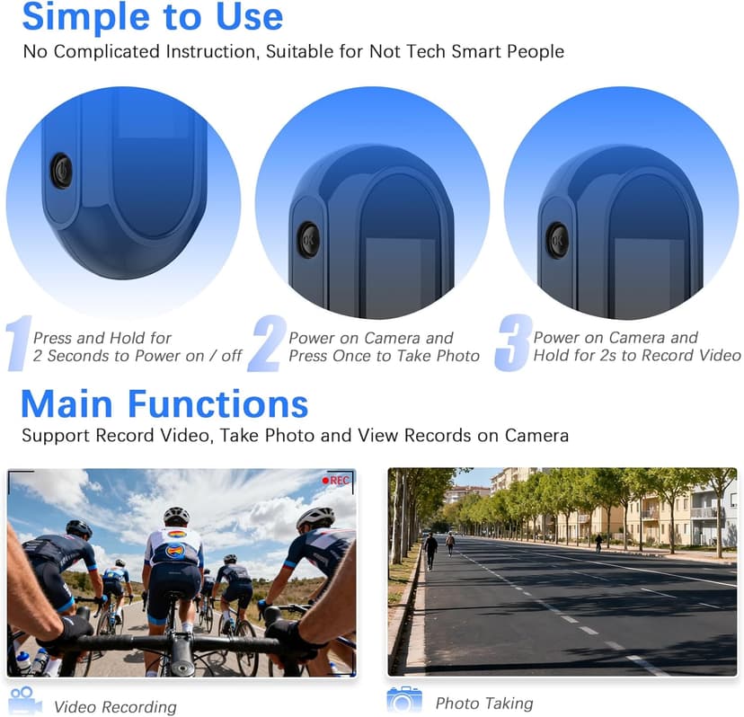 Tkiplay Mini Thumb Sports Action Camera, FHD 1080P Body Camera with Audio, Small Body Cam, Magnetic Wearable POV Vlogging Camera with Night Vision, Loop Record, Accessories