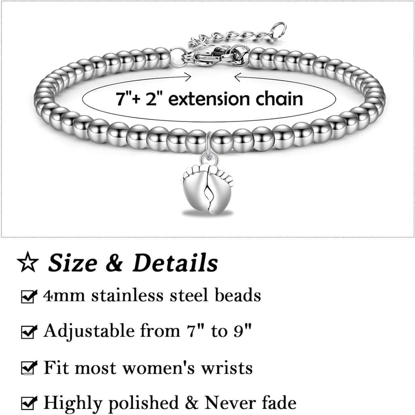 First Mothers Day Birthday Christmas Pregnancy Gifts for 1st Time Mom Gifts for New Mom Pregnant Women Mom to Be, Feet Charm Bracelet Jewelry B0CZMLLHL2