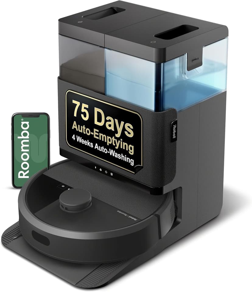 iRobot Roomba Plus 405 (G181) 2in1 Vacuum & Mop Robot with AutoWash Dock - Dual Spinning Mop Pads, Smart & Fast Mapping, Ideal for Pet Hair, Self-empties 75 days, Intense Suction, Pad Washing & Drying