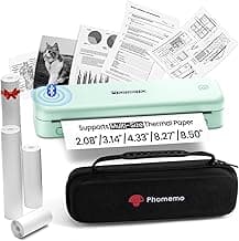 Phomemo Portable Printers Wireless for Travel Upgraded, M834 Bluetooth Label Printers 8.5" x 11"& A4 Size,Desktop Label Printers with Carry Case for Travel,Office,School,Car,Home,Light Green