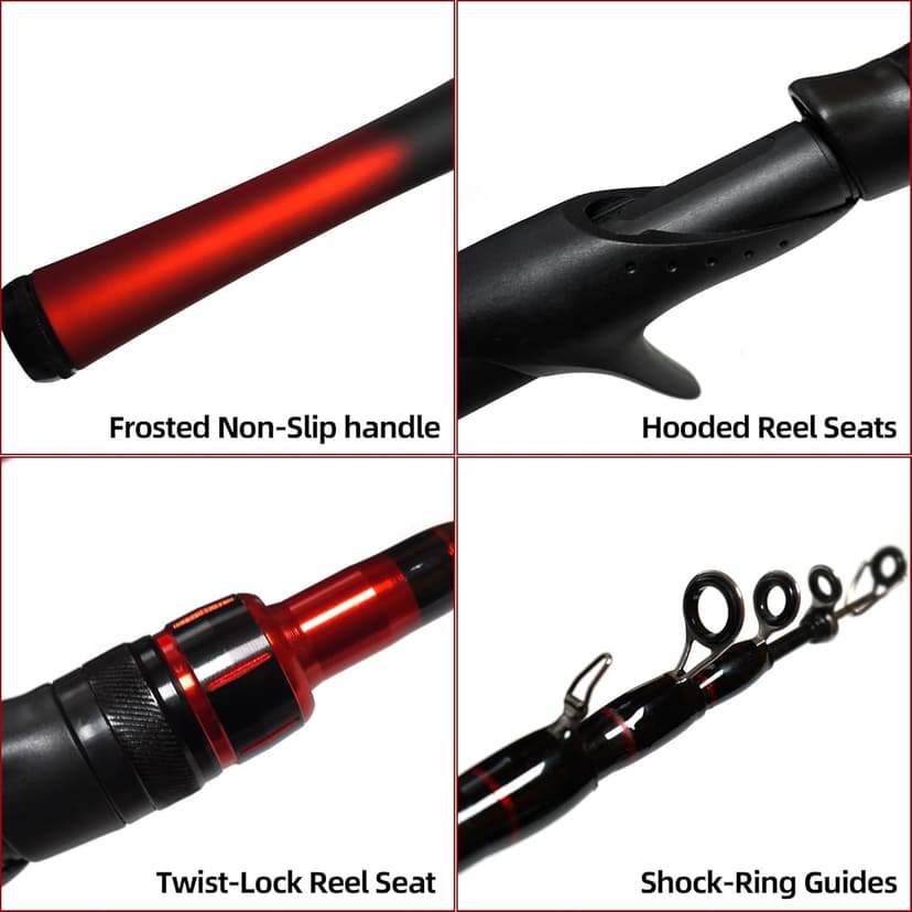Kilitn Fishing Rod and Reel Combo, Baitcasting Combo Baitcast Reel 5 Foot Durable Fiberglass Telescopic Rod with Fishing Line Full Kits Comfortable Handle