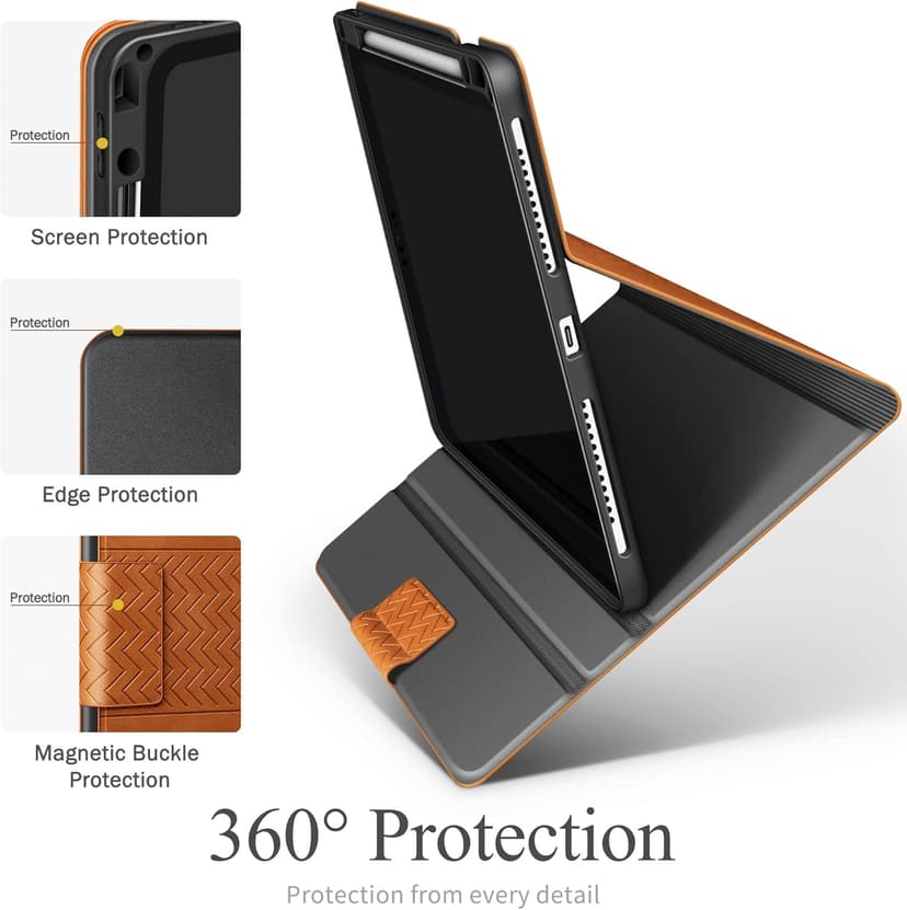 auaua Case for iPad Pro 12.9 6th/5th/4th/3rd Generation 2022/2021/2020/2018, Slim Durable Leather Stand Cover with Pencil Holder, Auto Sleep/Wake (Brown)