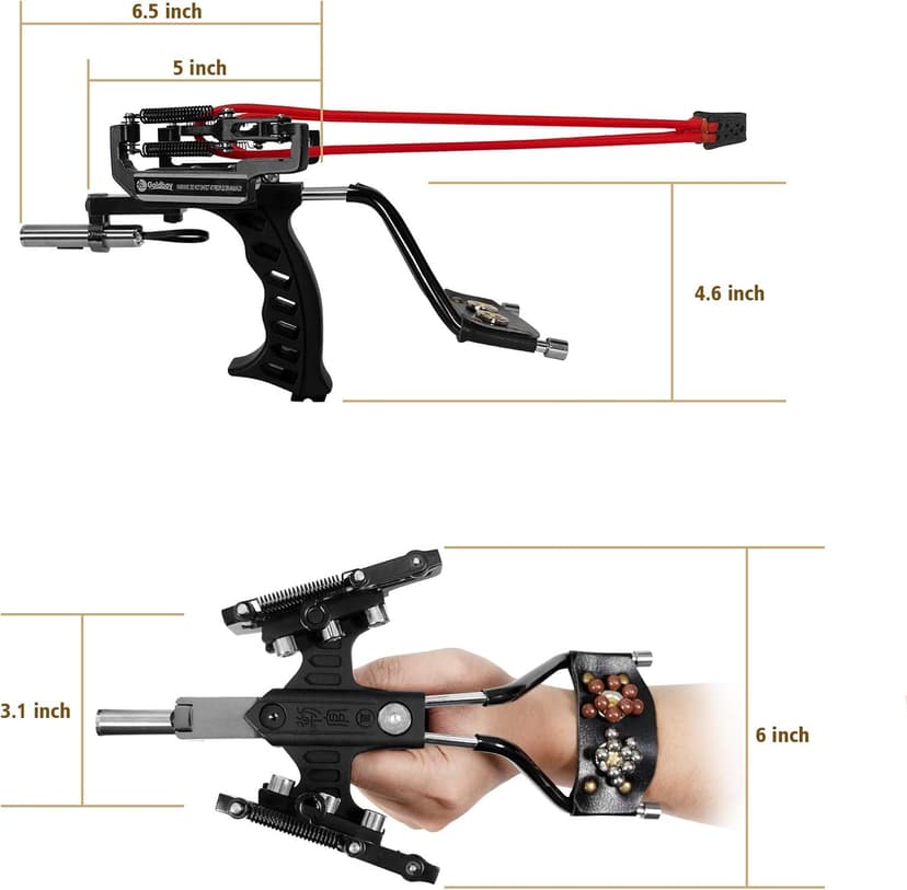 Goldboy Professional Slingshot, Wrist Rocket Slingshot with Red Beam Sight, Hunting Slingshot for Adults with 4 Rubber Bands Replacement and 220 Ammo for Adults