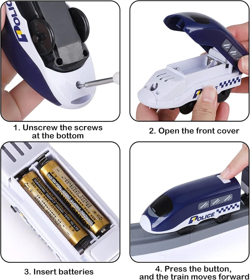 Train Sets for Toddlers, 66 Pcs Trains Toy with Battery Operated & Tracks (Magnetic Connection), Compatible with Thomas, Brio, Christmas Toy Gifts for 3 4 5 6 7 8 Years Old (Police)