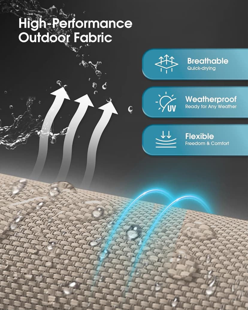 Ciokea Foldable Outdoor Lounge Chair, No Assembly Patio Chaise Lounge Outdoor with 5-Positions, Aluminum Pool Lounge Chair with Portable Design for Pool, Beach, Deck, Backyard, Khaki