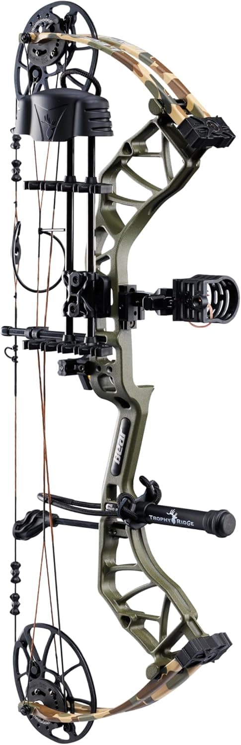 Bear Archery Legit MAXX Ready to Hunt Compound Bow Package with IMS Rest and Picatinny Sight Mounts, 10-70 lb Draw Weight, 14-13" Length