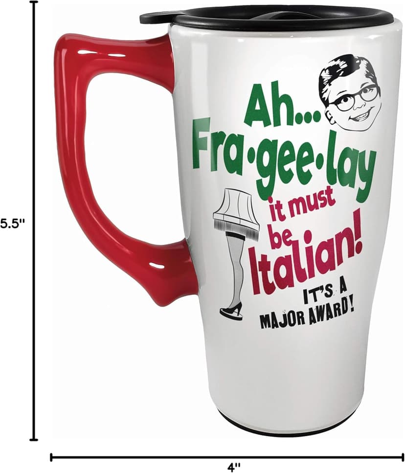 Spoontiques - 12815 Spoontiques A Christmas Story Leg Lamp Ceramic Travel Mug, 18 ounces, White