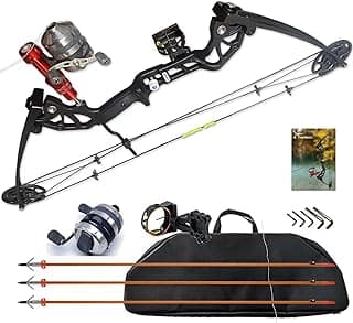 Bowfishing Bow Kit with Arrow Ready to Shoot Right Handed 15-45 LBS Draw Length 18"-29.5" Adjustable,Axle-to-Axle: 34.2",Complete Compound Bow Fishing Kit 2024 New