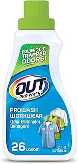 OUT ProWash Workwear Stain Remover Laundry Detergent and Odor Eliminator, Great for Work Clothes, Uniforms, Active Wear, and More, Made in the USA, 22 Ounce Bottle