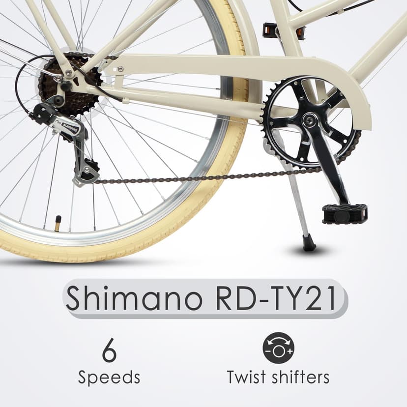 AVASTA Vela Hybrid Bike for Adult Women Female Lightweight Step Through 26 Inch High Tensile Steel Frame City Commuter Comfort Lady Bicycle, 6-Speed, Multiple Colors