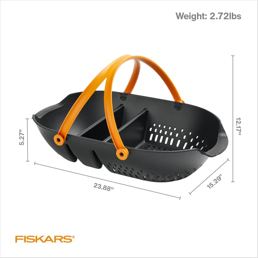 Harvesting Basket Doubles as a Colander to Collect, Transport and Clean Vegetables and Fruits, Garden Accessories Fiskars Garden Harvest Basket with Tool Caddy, Container for Gardening B08Q8N7PBN
