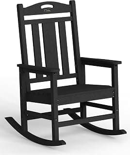 Ciokea Oversized Outdoor Rocking Chair, 380lbs Heavy-Duty Large Patio Rocker, Weather Resistant & Anti-Fade Porch Chair, High Back Cozy Rocking Chair for Outside, Fire Pit, Deck, Garden, Black