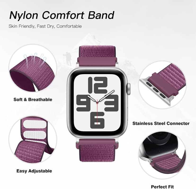 6 Pack Nylon Sport Loop Band Compatible with Apple Watch Band 38mm 40mm 41mm 42mm 44mm 45mm 46mm 49mm Women Men, Soft Adjustable Braided Replacement Straps for iWatch Series 11 10 9 8 7 6 5 4 3 2 1 SE Ultra