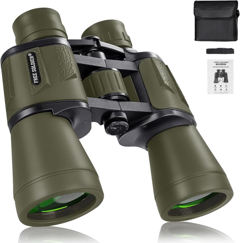 20x50 Hunting Binoculars for Adults High Powered with Low Light Night Vision - 28mm Large Eyepiece Professional Binoculars for Bird Watching Hiking Travel with BAK4 Prism FMC Lens, Green