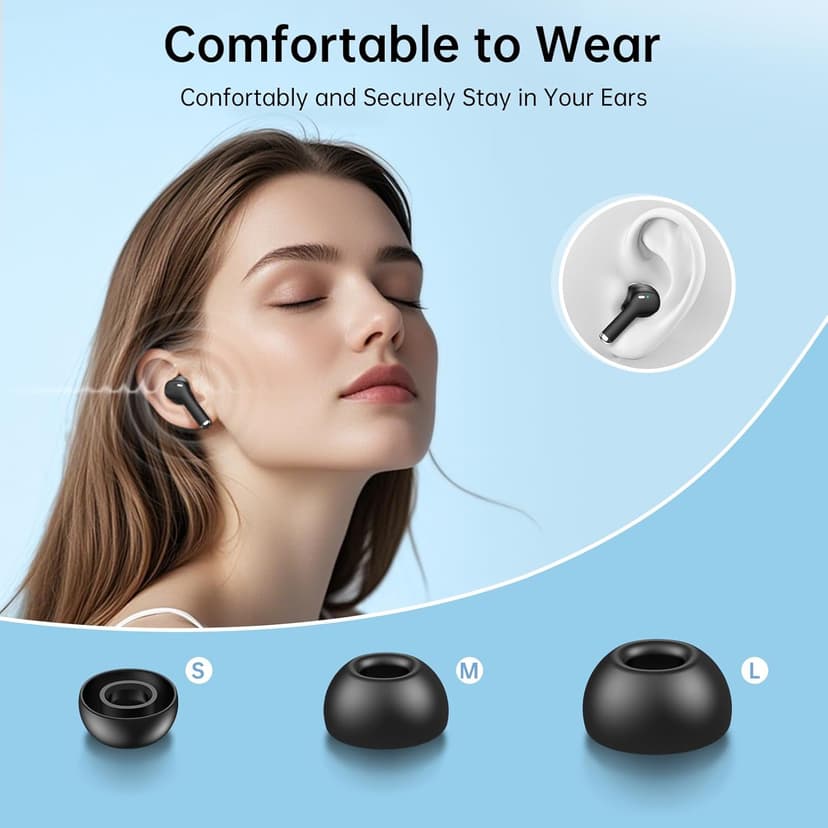 Ankriyul Wireless Earbuds, True Wireless Bluetooth Headphones with Deep Bass Stereo, Ear Buds with LED Power Display, in-Ear Earphones with Mic for iPhone/Android/iPad, Black