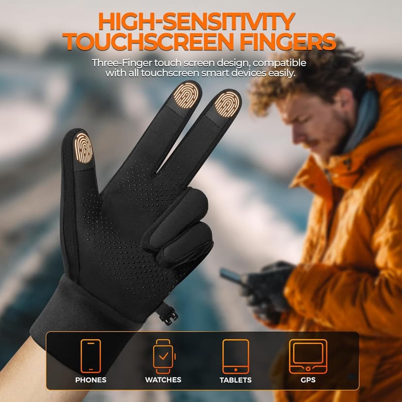 rivmount Winter Gloves Women Men, Cold Weather Touch Screen Liner Glove, Windproof 3-Layers, for Running, Cycling, Biking, Hiking, Driving