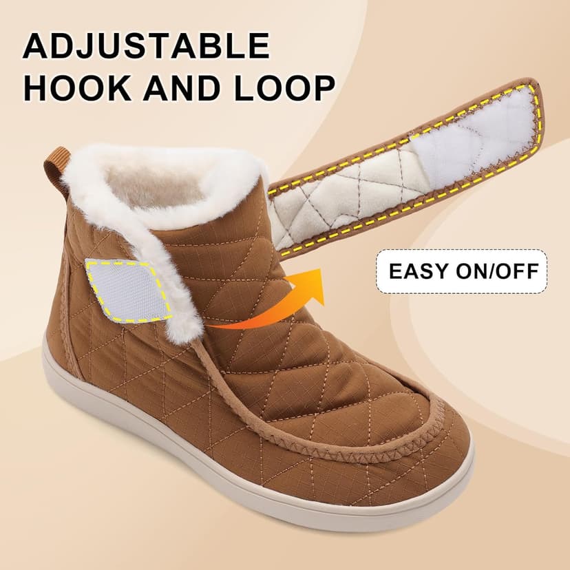 Spesoul Winter Boots for Women Waterproof Snow Boots Fuzzy Zero Drop Winter Shoes Slip On Ankle Booties for Outdoor Walking