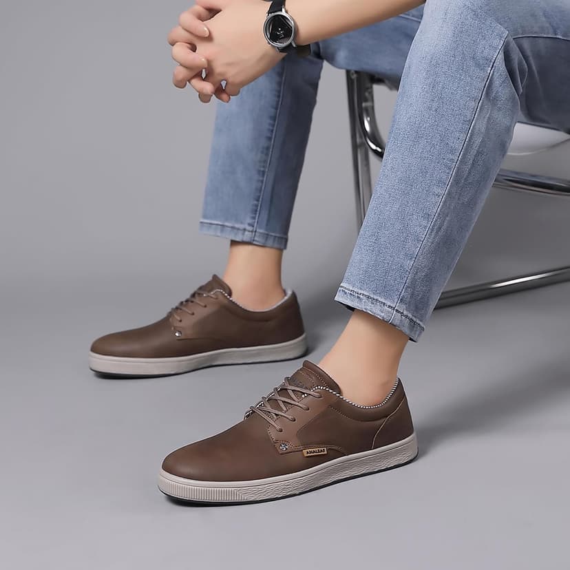 ANALEAF Mens Casual Oxfords Fashion Sneakers Soft Comfortable Lace-Up Dress Shoes