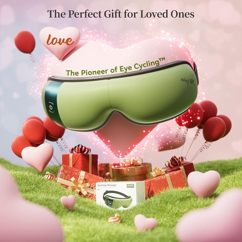 35dB, Lightweight Eye Massager, Gift for Women Husband, for Home, Office, and Travel ReliefRX Ultra-Quiet Eye Massager with Heat and Cooling, Sage Green B0GJ3CPT77