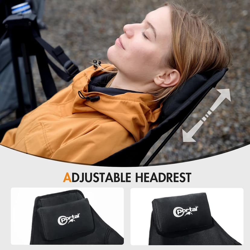 Portal Hammock Camping Chair Heavy Duty 400lbs - Swinging Chair Outdoor with Adjustable Recline & Headrest Pillow, Portable Hammock Swing Chair for Camping Beach Sports Events, Black