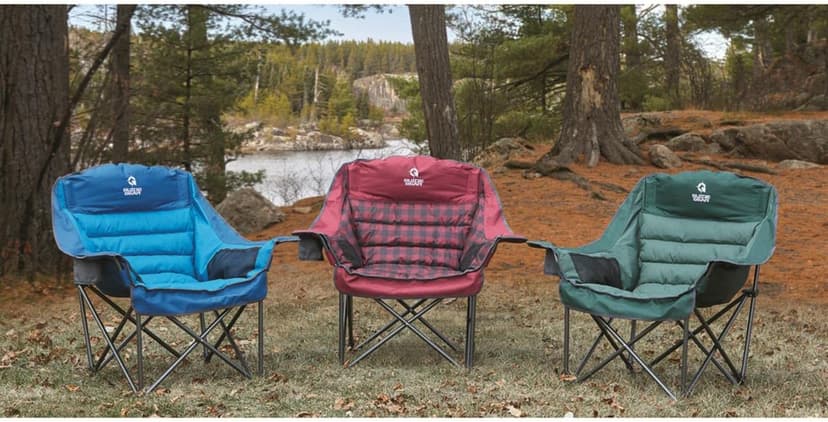 Guide Gear Oversized Extra Large Padded Camping Chair, Portable, Folding, Large Camp Lounge Beach Chairs for Outdoor, Adults, Men and Women, Heavy-Duty 400 Pound Capacity, with Cup Holder Blue