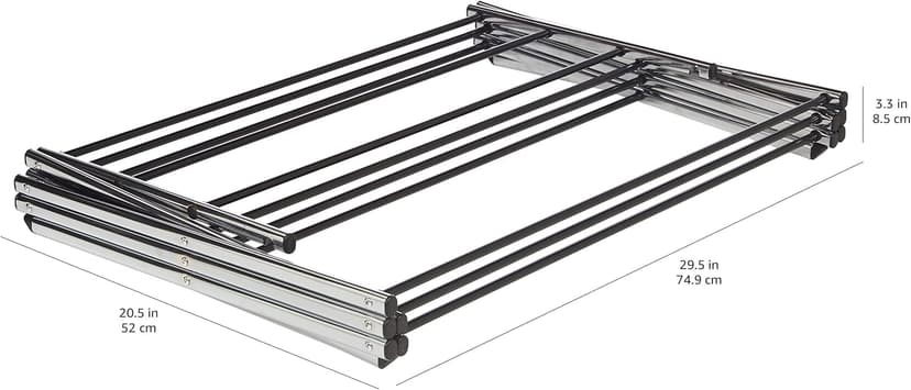Amazon Basics Foldable Portable Laundry Drying Rack for Indoor Air Drying Clothing, 14.5 x 29.5 x 41.8 inches (LxWxH), Chrome Silver
