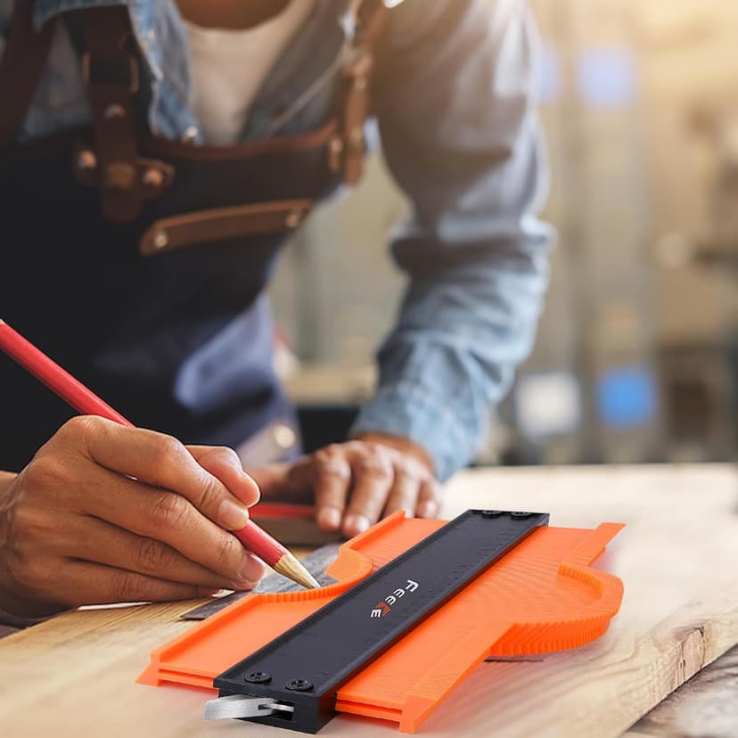 Contour Gauge (12 Inch) with Lock Profile Tool, Christmas Gifts for Men Dad Husband Him Super Contour Duplicator Men Gifts Woodworking Tools Carpenter Tools Construction Outline Angle Measuring Tool