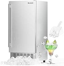 Coolski Under Counter Ice Maker Machine, Stainless Steel Built-in Freestanding Ice Maker for Commercial & Home Use, 80 Lbs/Day, 30 Lbs Storage, Self Cleaning, Thicknesses Adjustable