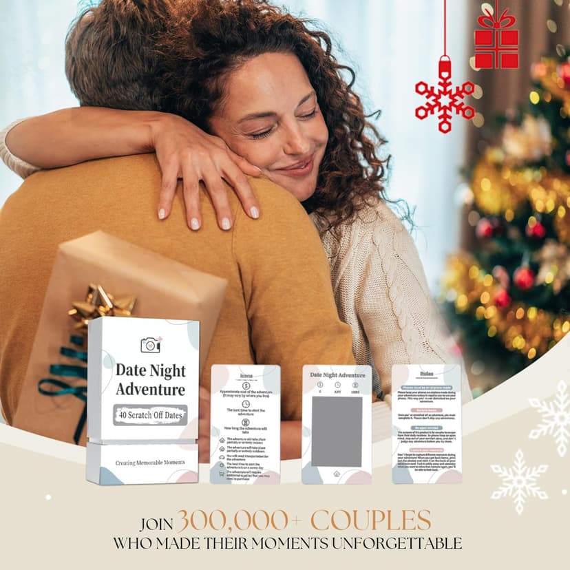 40 Date Ideas Card Games for Couples Date Night - Unique Date Deck Scratch Off Cards, Couples Gifts for Boyfriend Girlfriend, Romantic Wedding Anniversaries Newlywed Gifts for Him Husband Wife Bride