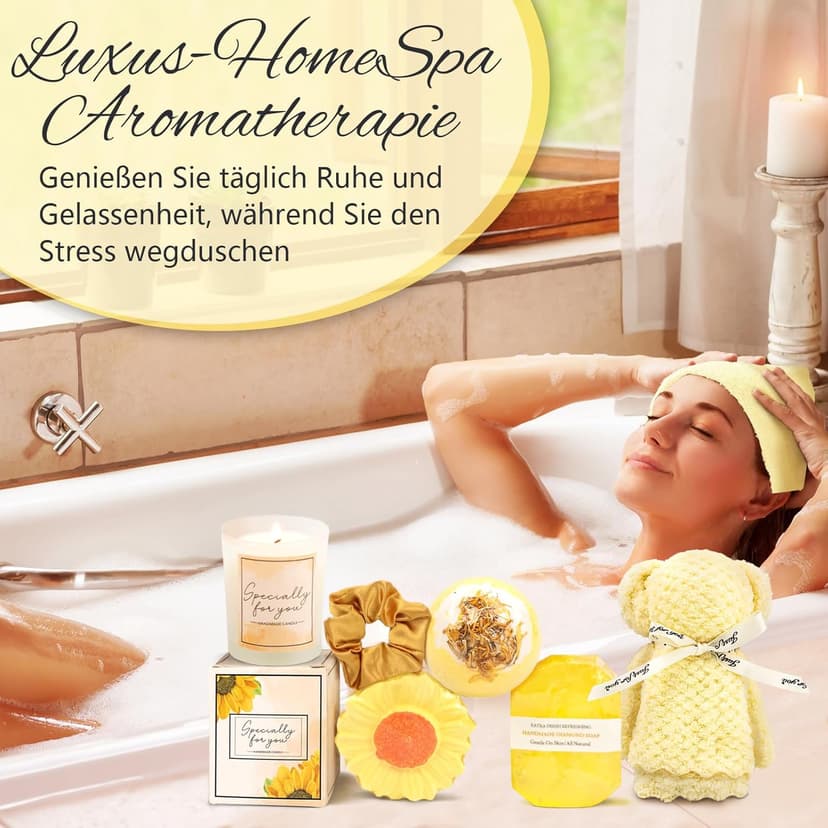 Birthday Gifts for Women, Sunflower Self-Care Package, Sending Sunshine Get Well Gifts for Women, Her, Sister, Mom, Best Friends, Unique Relaxation Spa Basket Perfect for Valentine's Mother's Day