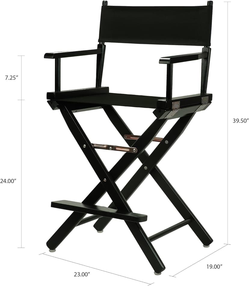 Casual Home 24" Director's Chair Black Frame-with Black Canvas, Counter Height