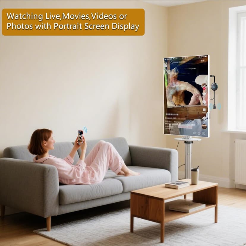 Wireless Display Adapter Designed for Multimedia Live Streaming Broadcast with Landscape/Portrait Screen Display Perfect for TikTok,YouTube,Amazon Live