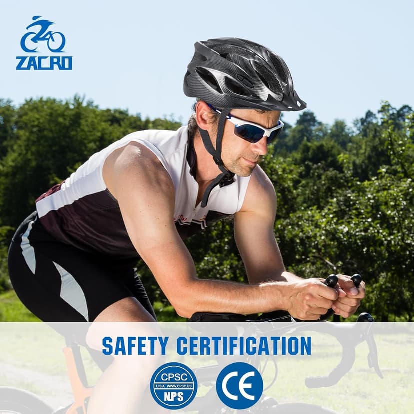 Zacro Adult Bike Helmet Lightweight for Men Women Comfort with Pads&Visor, Certified Bicycle Helmet for Adults Youth Mountain Road Biker
