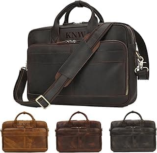 Personalized Leather Bag for Men, Full Grain Handcrafted Leather Briefcase with Multiple Compartments, Custom Business Laptop Messenger Bags,Top Choice Gifts for Birthdays, Christmas, Graduation