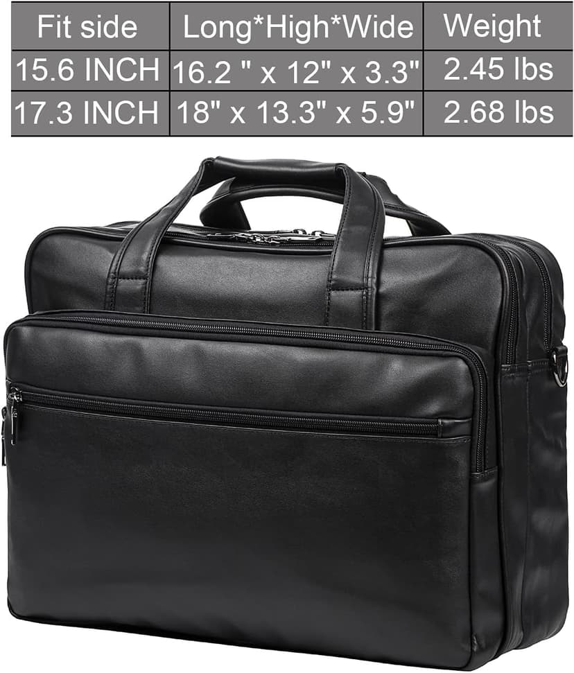 seyfocnia Leather Laptop Bag, Men's 15.6 Inche 17.3 Inche Messenger Briefcase Business Satchel Computer Handbag Shoulder Bag