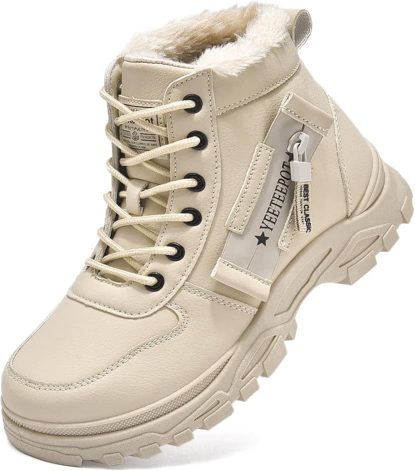 Yeeteepot Womens Snow Boots Warm Winter Boots Ladies Fur Lined Ankle Boots Lace Up Outdoor Booties Anti-Slip Sneakers Waterproof Walking Shoes