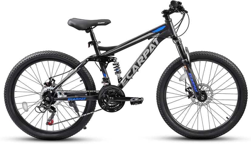 Mountain Bike 24 26 27.5 Inch, Dual Full Suspension Mens Womens Bike, 21 Speeds Dual Disc Brake Carbon Steel Bike, Boys Mens Mountain Bike for School Work Summer Camping, Birthday Gift Choice