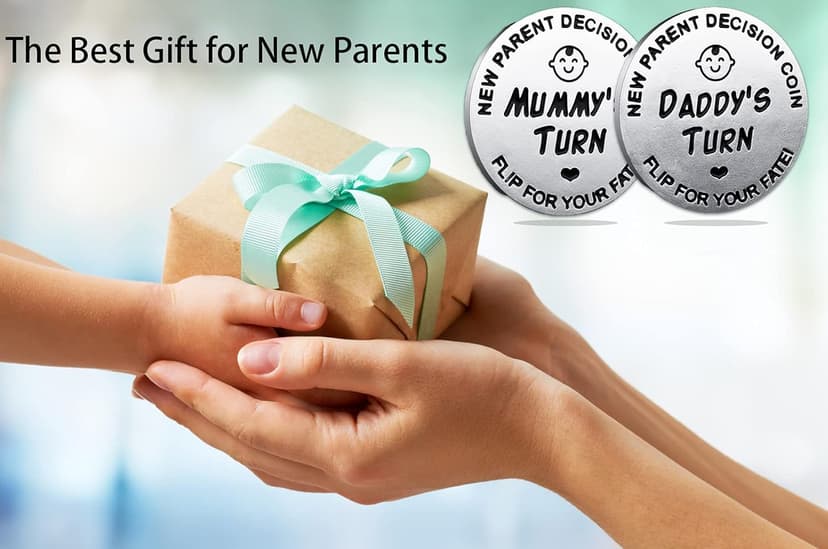 New Dad Mom Gifts Funny Decision Making Coin, New Baby Gift for Parent Mummy Daddy Pregnancy Women First Time to be Moms Dads Mother's Day Father's Day Gifts Double Sided