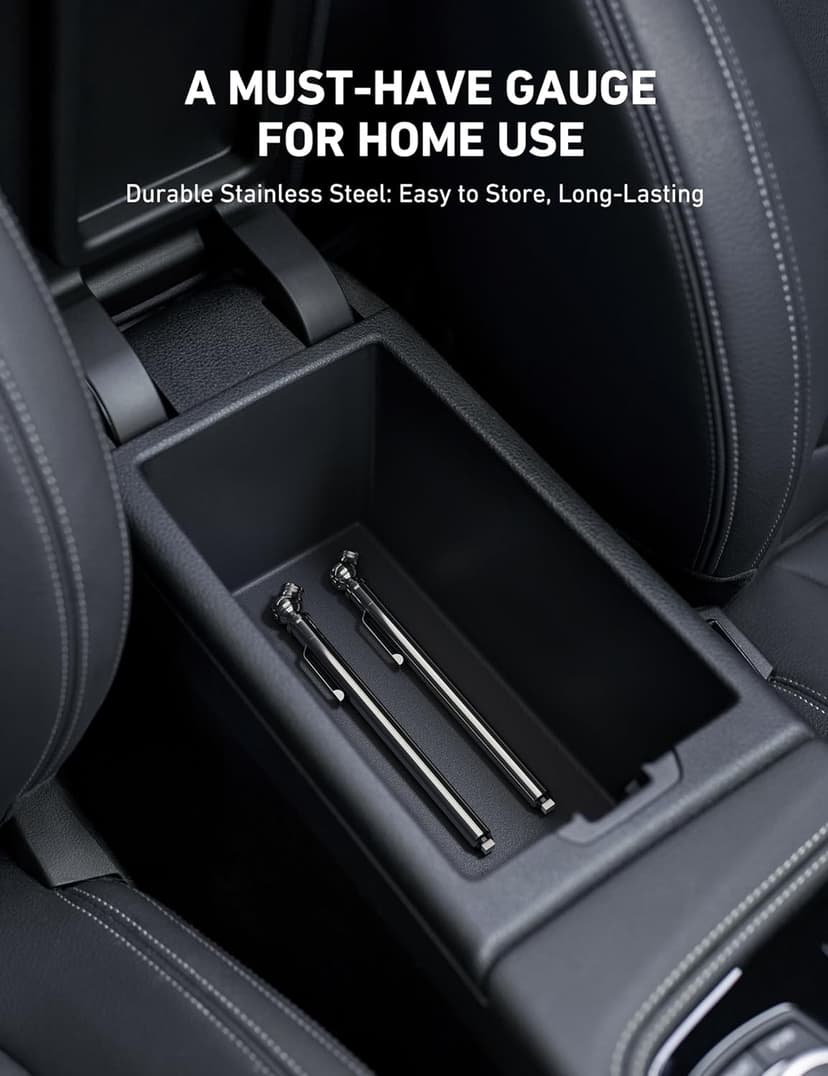 AstroAI Pencil Tire Pressure Gauge 2 Pack 10-75PSI, Calibrated to ANSI B40.1 Grade B (2%), Stainless Steel Body, Metal Made Nozzle 3 Measurements for Cars, Bikes, Vehicles