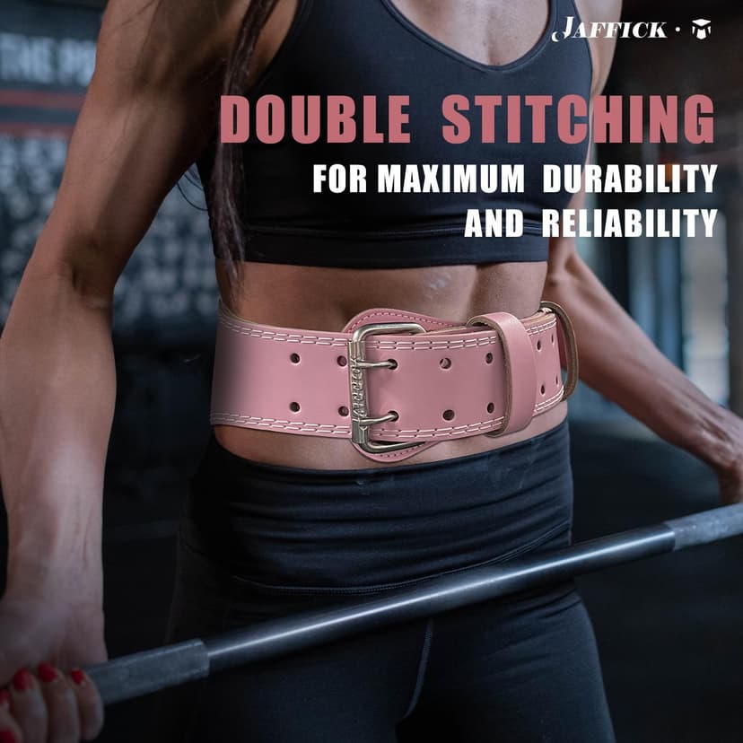 Jaffick Weight Lifting Belt For Ladies Leather Gym Belts Lower Waist Back Support For Women Men Fitness Squat Deadlift Heavy Duty Cross Training Gym Powerlifting Workout