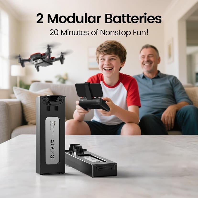 DEERC D20 Mini Drone for Kids with 720P HD FPV Camera Remote Control Toys Gifts for Boys Girls with Altitude Hold, Headless Mode, One Key Start Speed Adjustment, 3D Flips 2 Batteries, Red