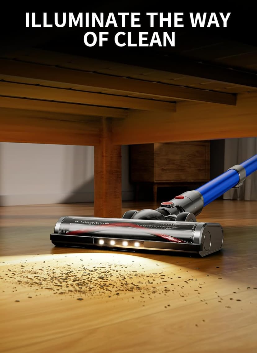 MBYULO Cordless Vacuum Cleaner, 580W 50Kpa Powerful Stick Vacuum, Up to 70Mins Rechargeable Battery, Vacuum Cleaners for Home Anti-Tangled Lightweight Handheld for Hardwood Floor, Carpets, Pet Hair