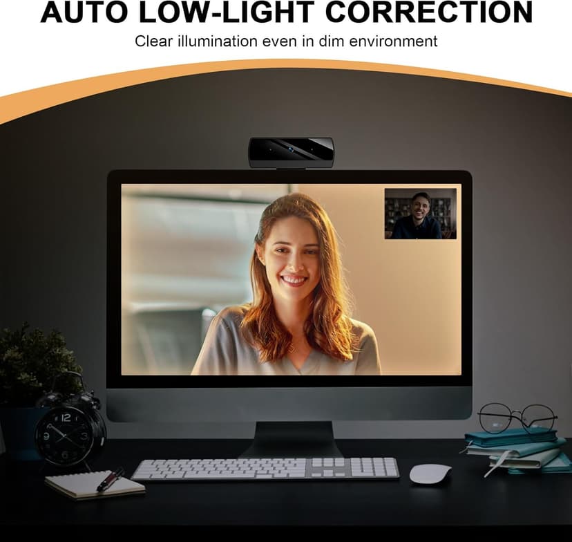 Diccik Webcam for PC, Full HD 1080P Video Calling, HD Light Correction, Works with Skype, Zoom, FaceTime, Hangouts, PC/Mac/Laptop/MacBook/Tablet