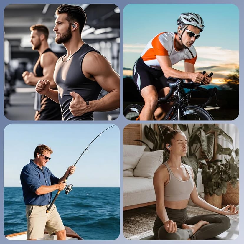 Open Ear Wireless Earbuds Headphones, Bluetooth Built-in Mic,Waterproof, LED Display Charging Case,on Ear Hooks clip Ear Buds，Ultra-Comfort Earphones Design for Running Fitness workout office gym