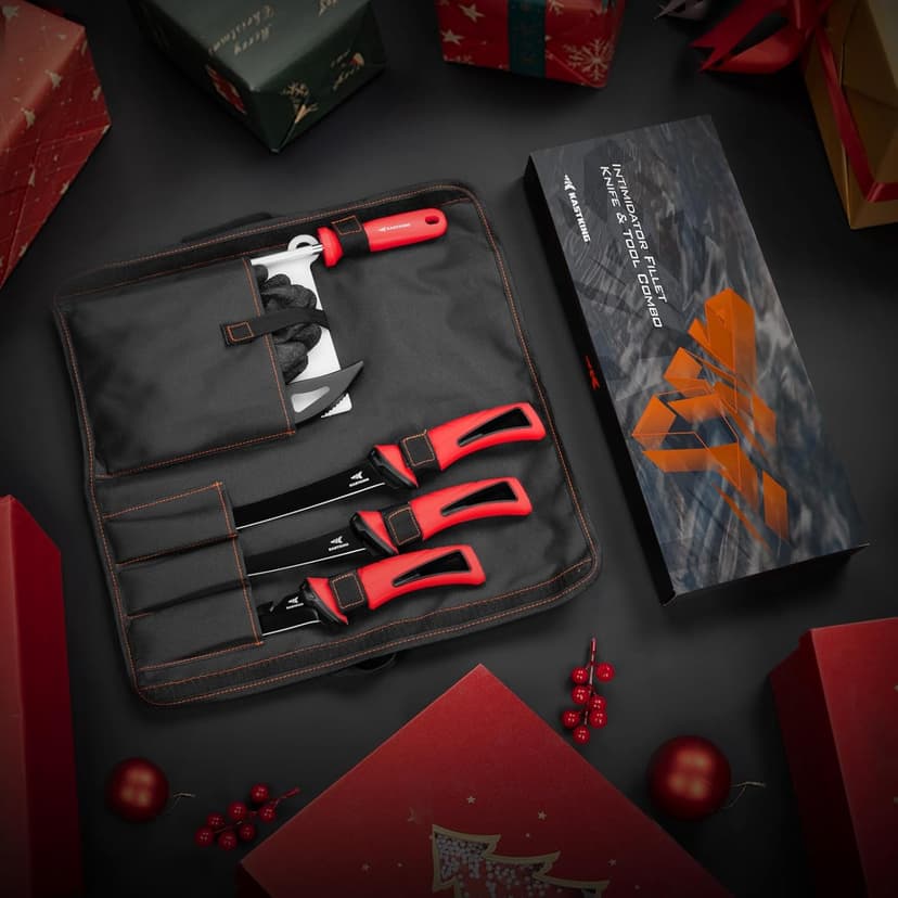 KastKing Intimidator Fillet Knife Set – G4116 German Stainless-Steel Blades, Non-Slip Handle, Includes Folding Fillet Board, Fish Scaler, Rubber-Coated Gloves, Honing Rod, and Durable Storage Bag