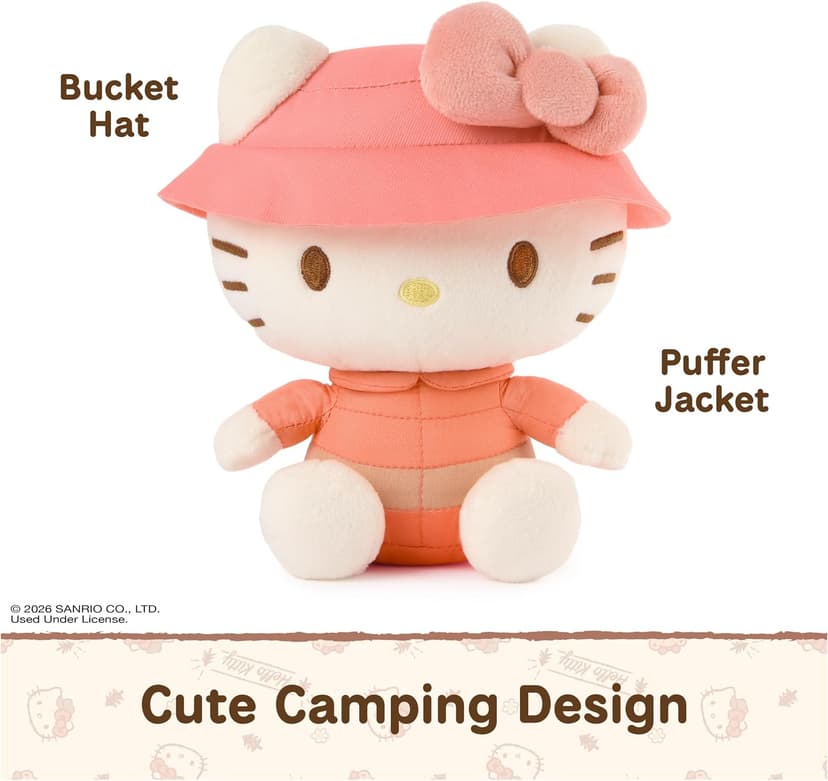Promotes Exciting Character Roleplay, Early Sensory Discovery, and Creative Pop Culture Storytelling; Soft, Collectible Plush GUND Sanrio Hello Kitty 6-Inch Plush Toy with Camping Outfit for Ages 1+ B0FKTPX44P