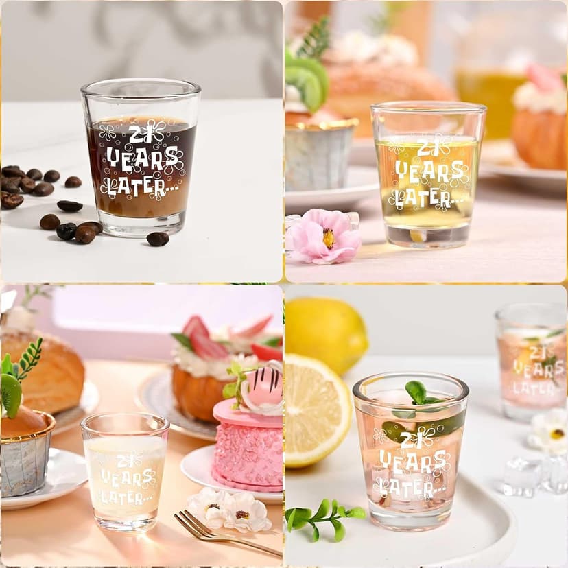 Futtumy 21 Years Later Shot Glasses Set 2, 21st Birthday Gift for Her, 21st Birthday Gifts for Him, Gifts for 21 Year Old Male Female Women Men Son Daughter, Funny Birthday Present for Him or Her B0G4GX17D8